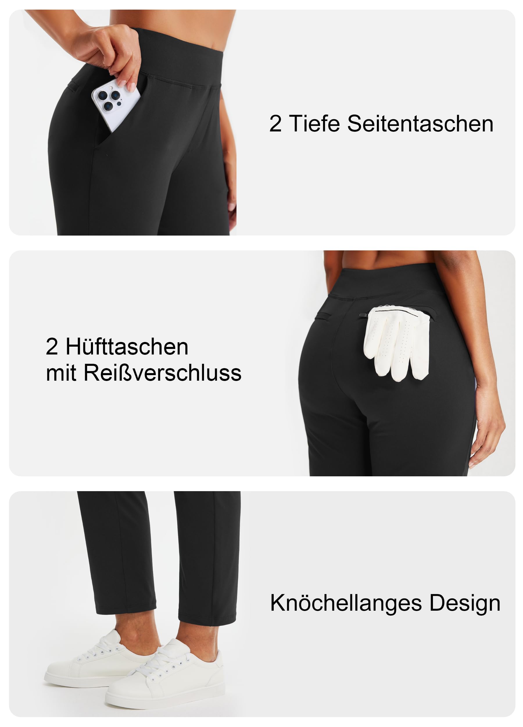 Damen Jogginghose 7/8 Lang Hose Leichte Atmungsaktive Sommer Kurzgröße Golfhosen Sweathose Sporthose