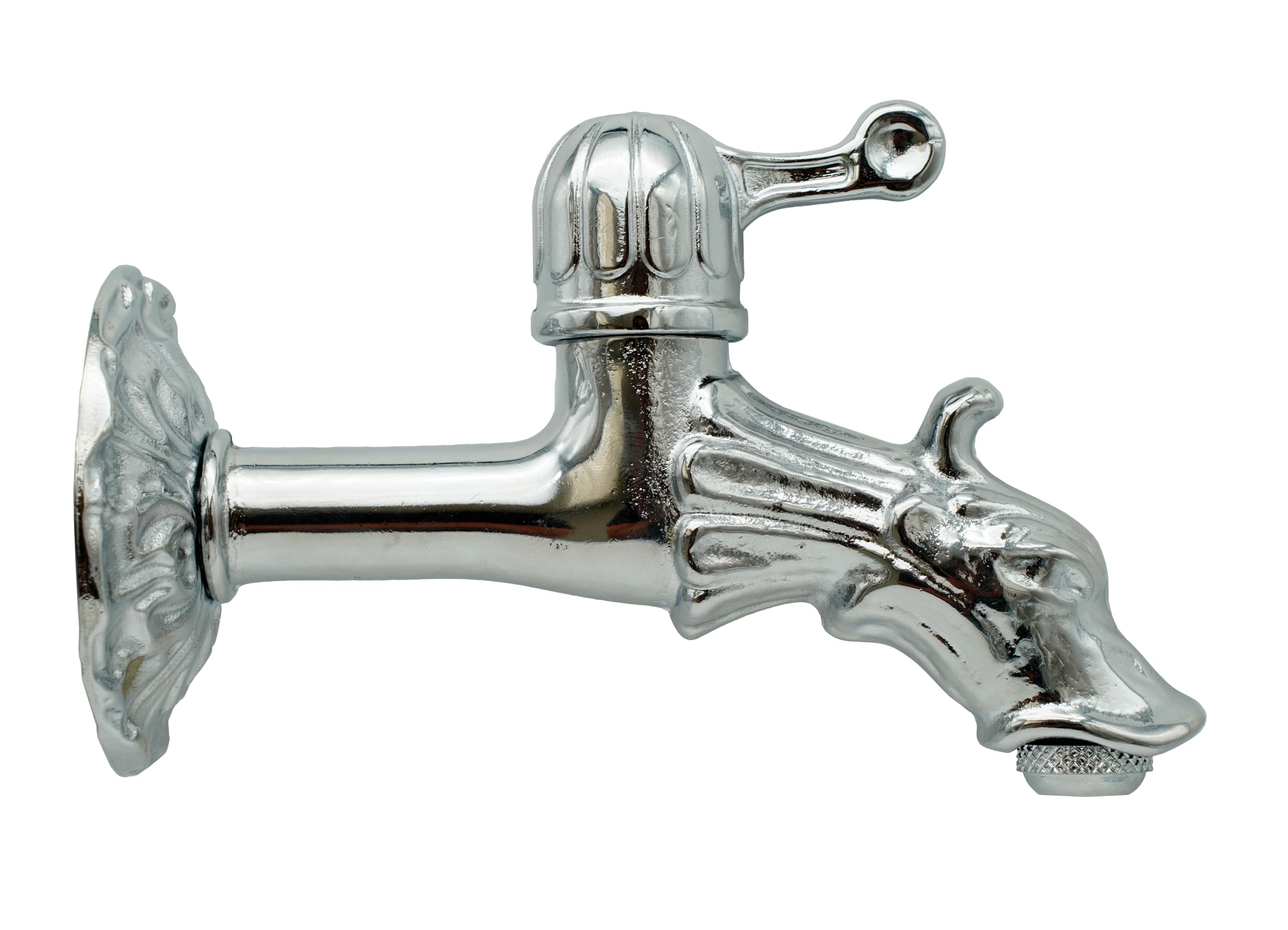 L'ARTISTICA F.LLI PERINCIOLI | Rubinetto Artistico a Passo Rapido con Rosone Grande e Portagomma Attacco 1/2" M Cromato, Rubinetto in Ottone per Fontane a Colonna o Muro, 103x150mm