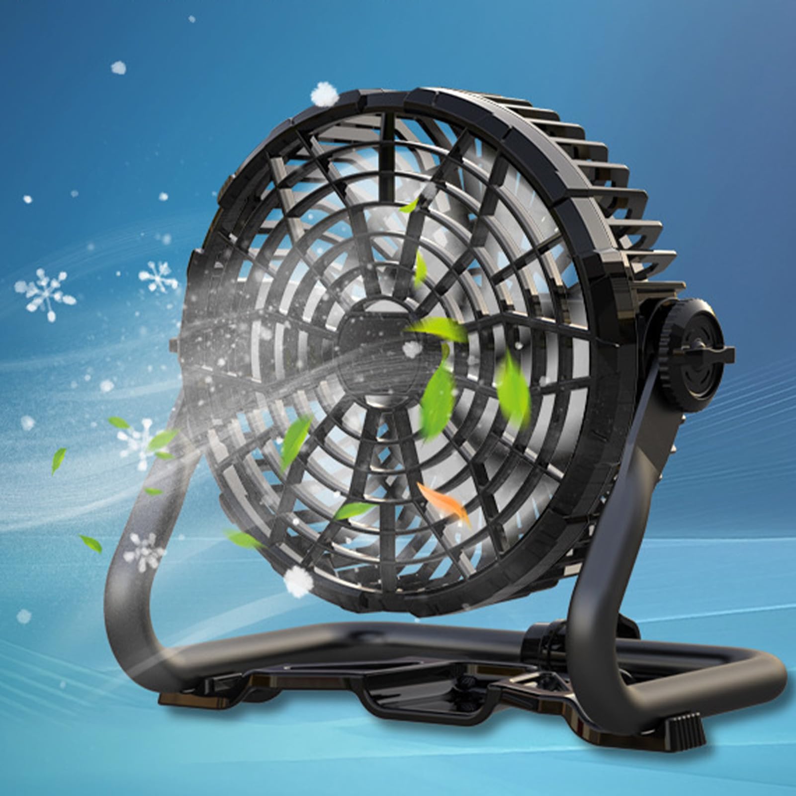 Viento fuerte silencioso, ventilador recargable, motor sin escobillas, carga USB, ventilador portátil con banco de energía integrado para tienda de campaña al aire