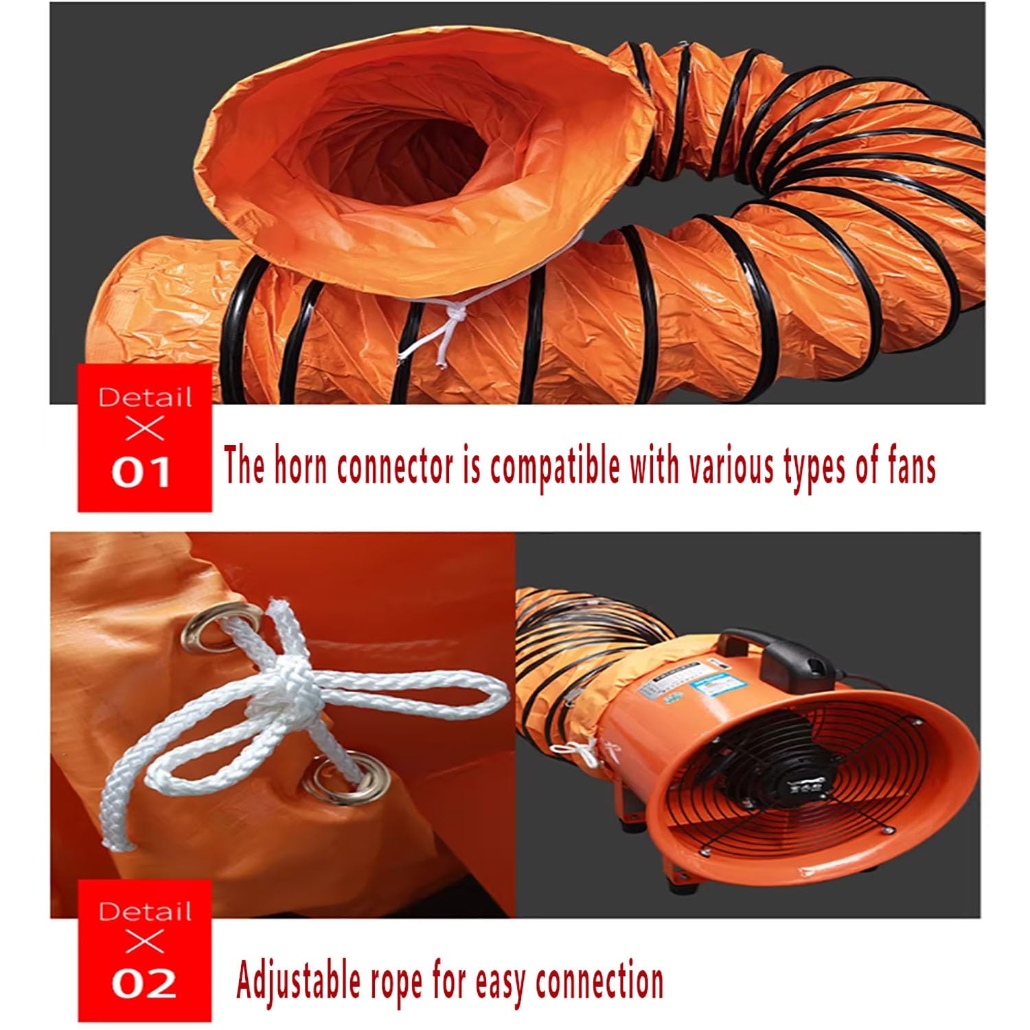 Manguera flexible de PVC, manguera para soplador, tubo de escape para fábricas, edificios residenciales y áticos(3m,450mm)