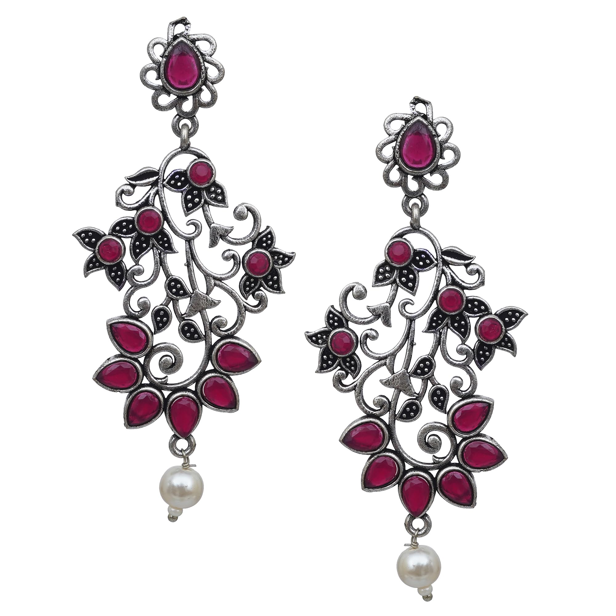 See full amazon price history chart for Privaanshi Brass Silver Oxidised Pink Stone and Pearl Drop Long Dangler Earrings German Drops & Danglers / 1 Set For Women and Girls Privaanshi Brass Silver Oxidised Pink Stone and Pearl Drop Long Dangler Earrings German Drops & Danglers / 1 Set For Women and Girls (B0CDJP9RM8) Amazon Price History, Amazon Price Tracker