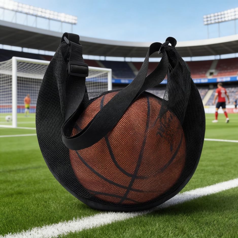 Bolsa de basquete para bola de futebol, mochila de malha para equipamentos esportivos, bolsa com suporte de bola com alça de ombro ajustável, organizador portátil de armazenamento de equipamentos