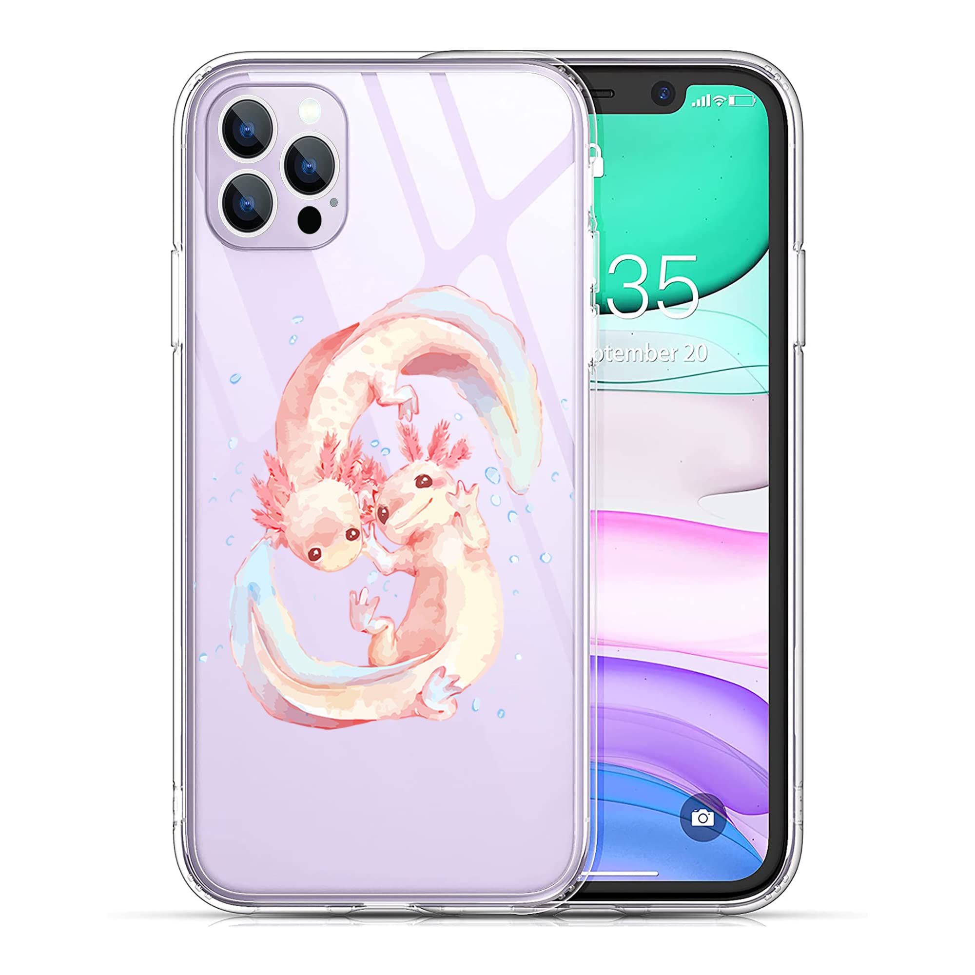 Amazon.com: PINPNPZ Compatible with iPhone 14 Case, Cute Cartoon Pink Axolotl  Phone Case Soft TPU Shockproof Clear Case Gift for Women Girls : Cell Phones  & Accessories