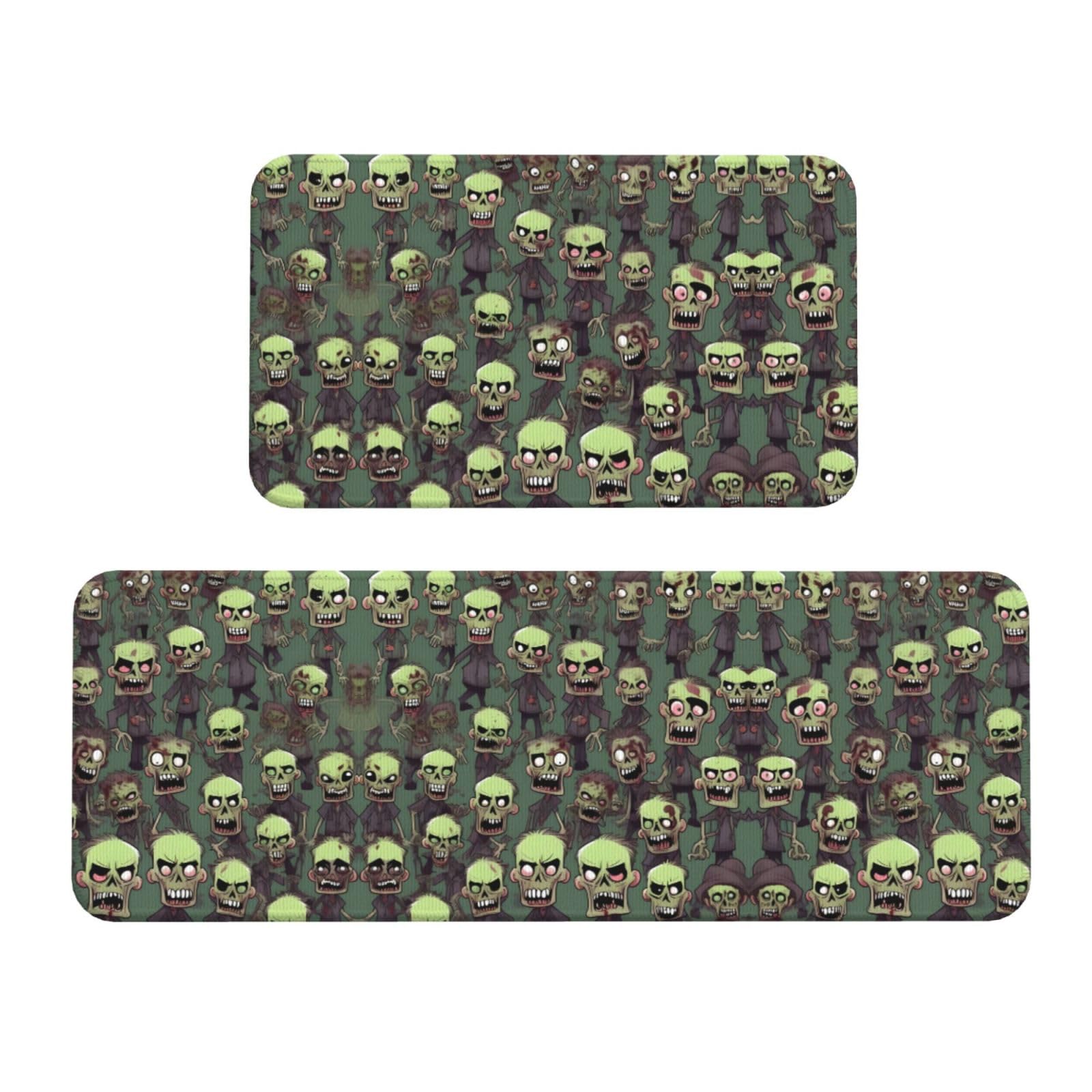 Tapis de cuisine antidérapants confort anti-fatigue lot de 2 imprimé zombies lavable