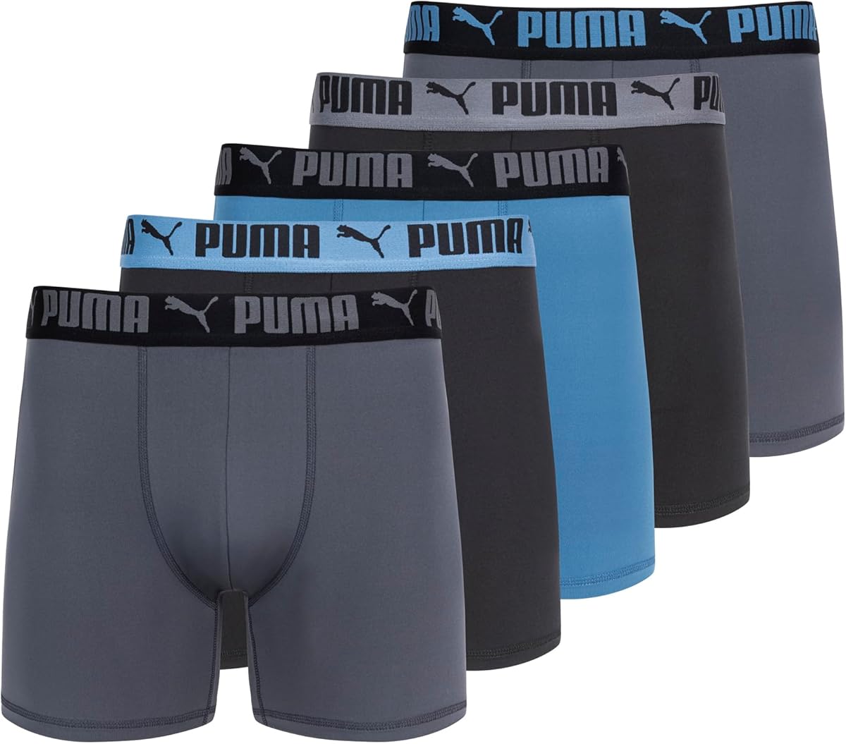 PUMA mens 5 Pack Performance Boxer Briefs