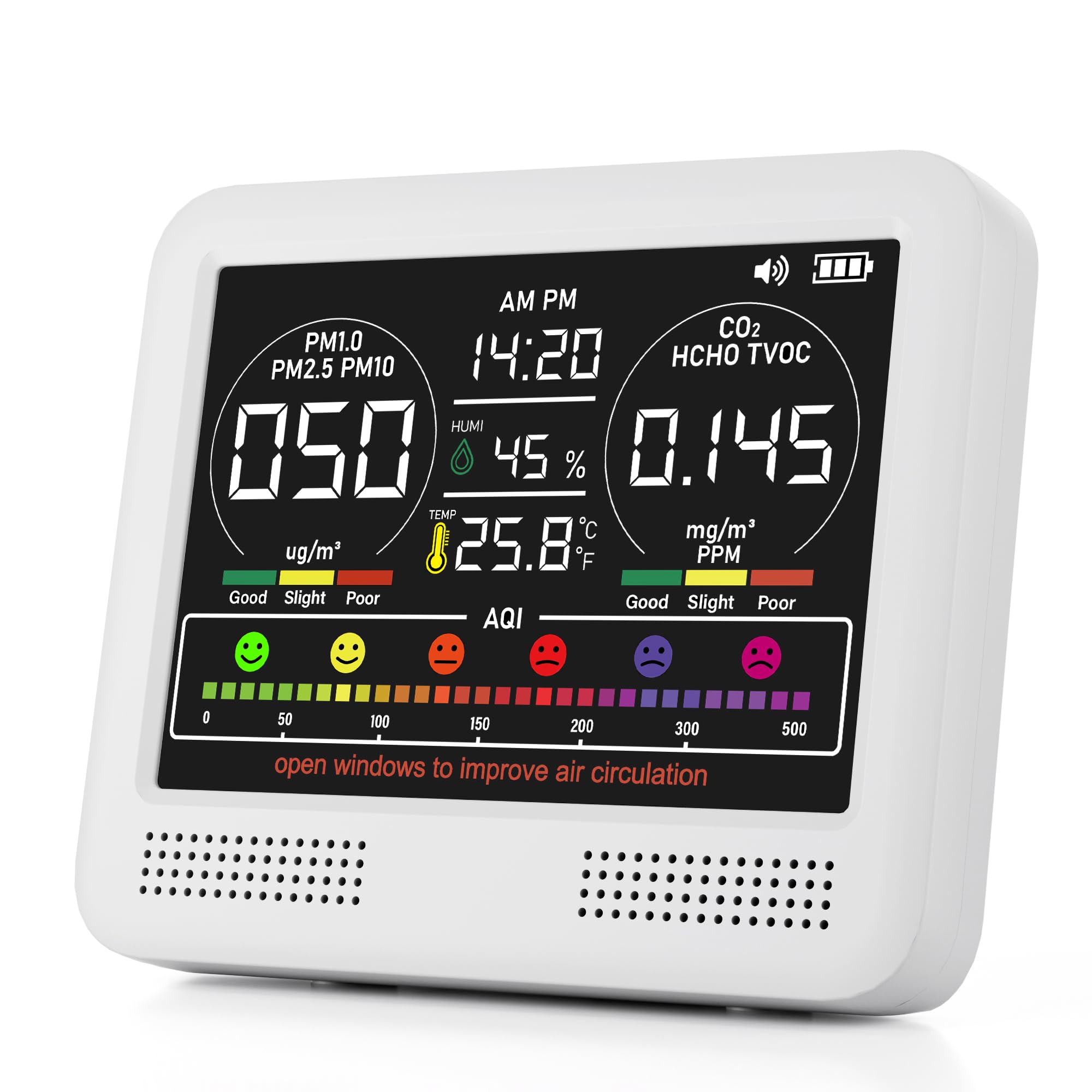 Moniteur de qualité de l'air intérieur 16 en 1 CO2 PM2.5 et humidité