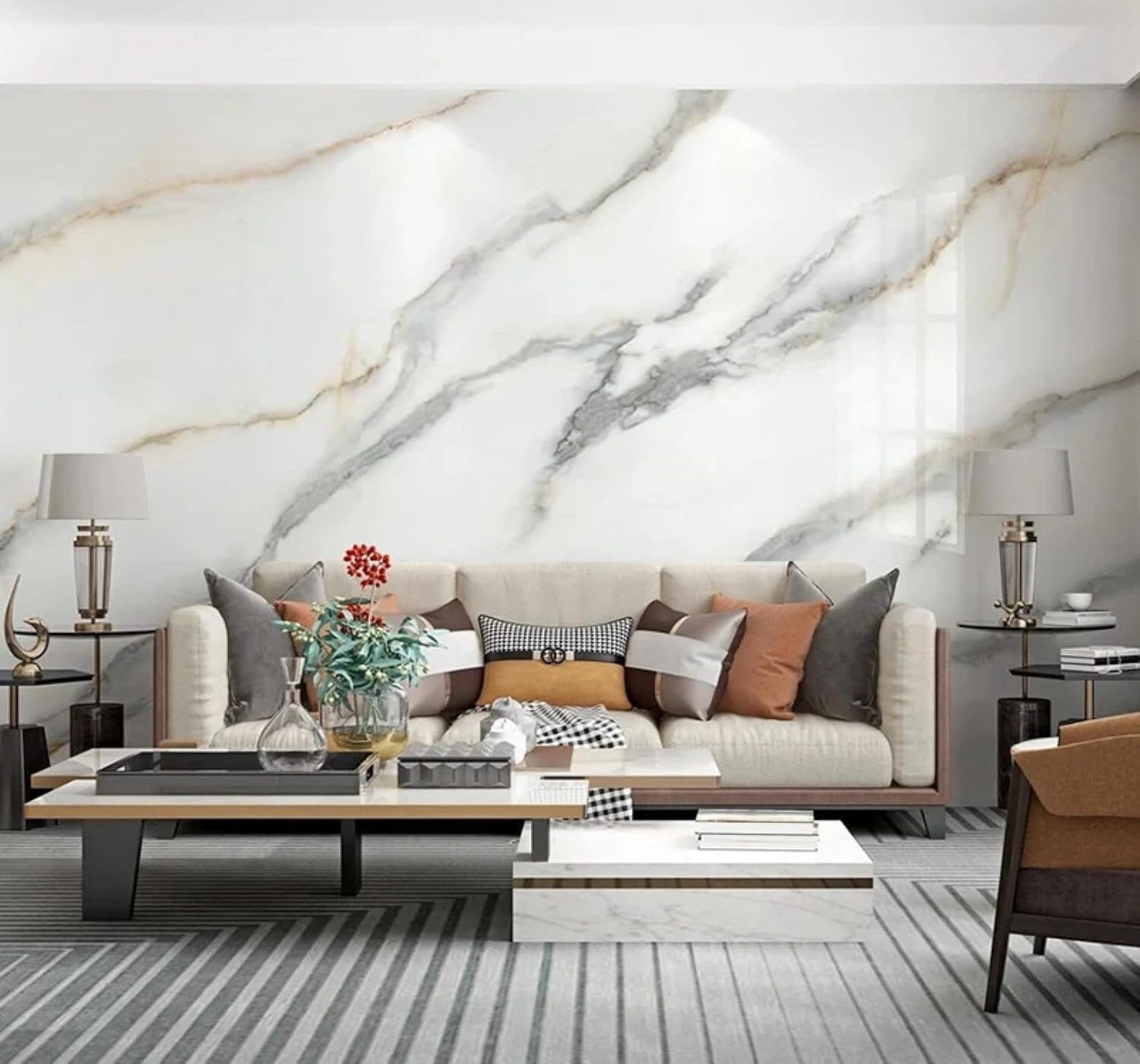 XLMING Minimalist Abstract Pattern Marble Effect Texture 3D Wallpaper Luxury Home Dining Decor Paste Sofa Living Room The Wall for Bedroom Mural-300cm×210cm
