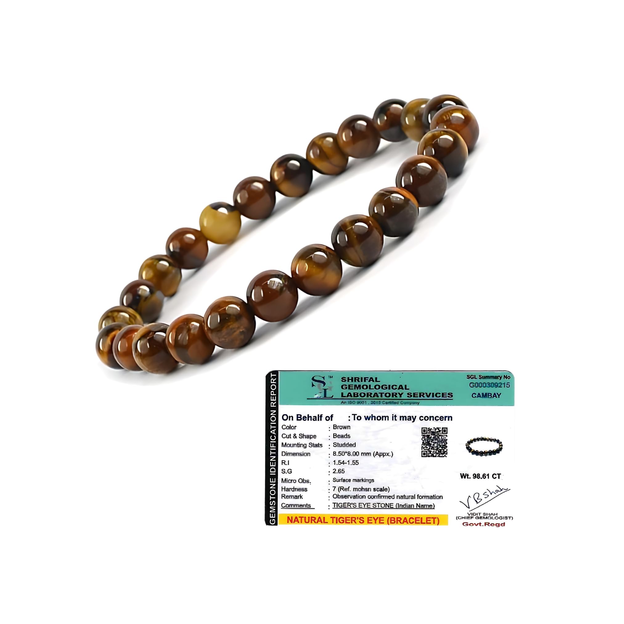 Ikka Jewels Tiger Eye Bracelet for Men & Women - Enhances Spiritual Growth & Confidence - Protects from Evil Eye - Certified 8mm Beads (B0DCGH3WZW) Amazon Price History, Amazon Price Tracker