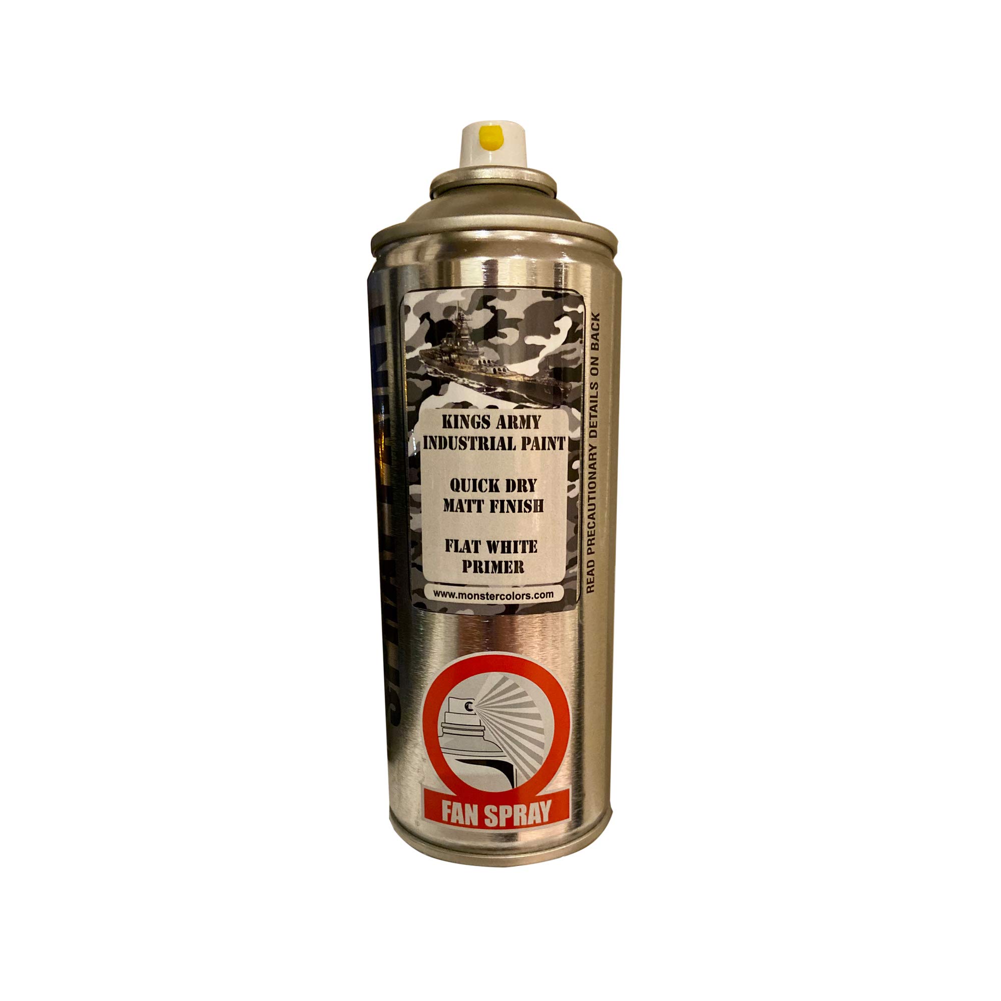 Kings Army Flat White Primer Military Matt Spray Paint 400ml Military Vehicle Paint, Airsoft, Paintball, Model Maker Paint, Fishing