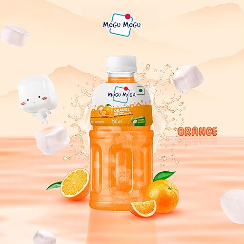 Miniatura 4 de Mogu Mogu Bebida de jugo de lichi y naranja con gelatina Nata de Coco, 10.8 fl oz (paquete de 6)  Refrescante bebida tropical tailandesa para beber