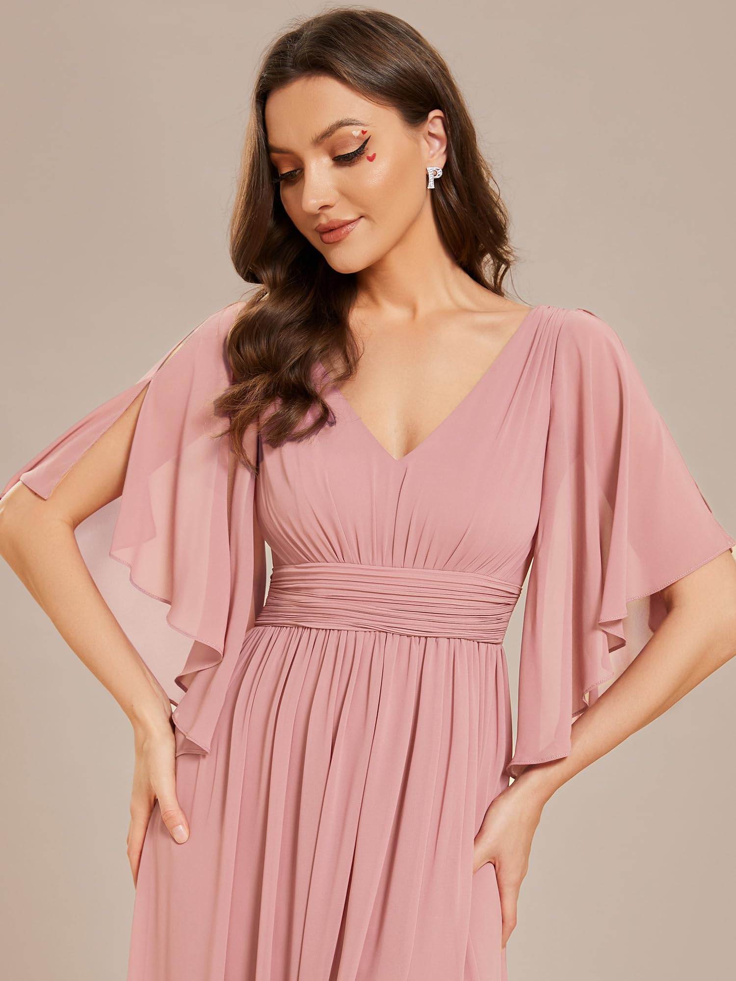 Ever-Pretty Robe de Demoiselle d'honneur Élégante Satin À Col en V Midi ES01886