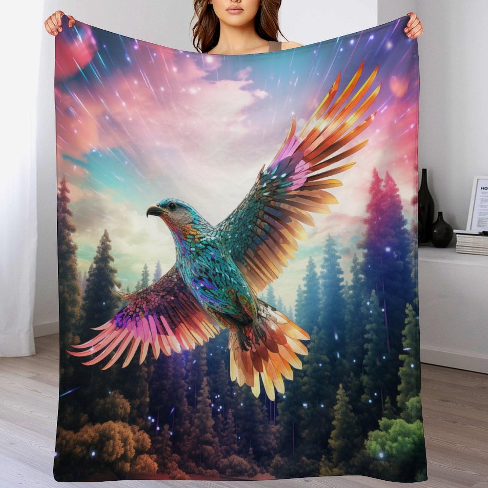 Manta de pájaro grande de 180x200cm ideal para tardes de sofá y cama