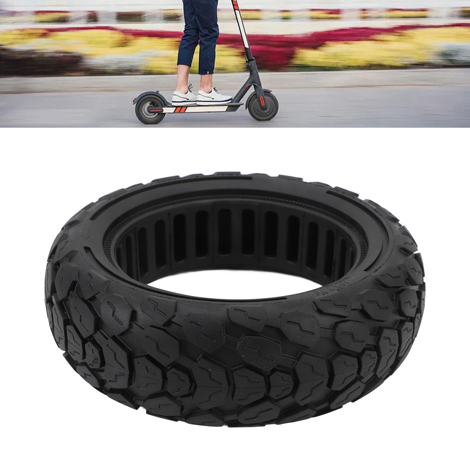 Electric Scooter Solid Tires, 10X2.75 Scooter Replacement Tire Explosion Proof Non Inflatable Honeycomb Tire, Scooter Rubber Tire, Electric Scooter Wheels Replacement Tire