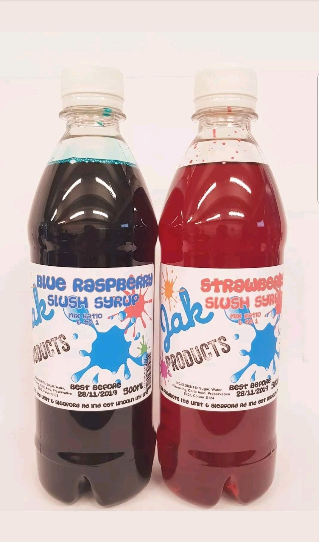 Twin Pack of Slush/Cocktail SYRUPS 2 X 500ML Bottles of Blue Raspberry and A Strawberry