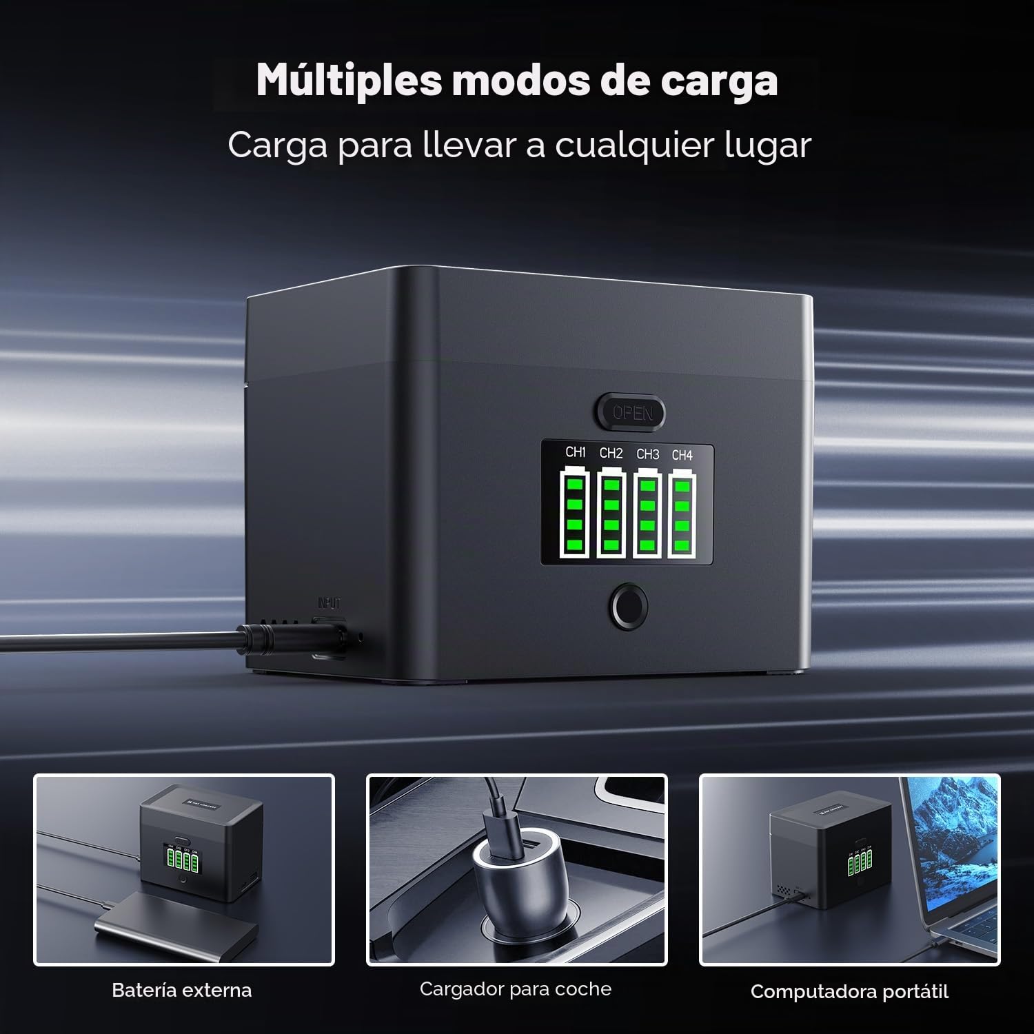 K&F Concept NP-FZ100 y LP-E6 Cargador de batería 2 en 1 de 4 Canales, Carga Rápida 40W PD, Compatible con Sony A6700/A7III/FX3/FX30/A7IV y Canon EOS R5 II/6D/5D, USB C, Almacenamiento SD, CFA, CFB