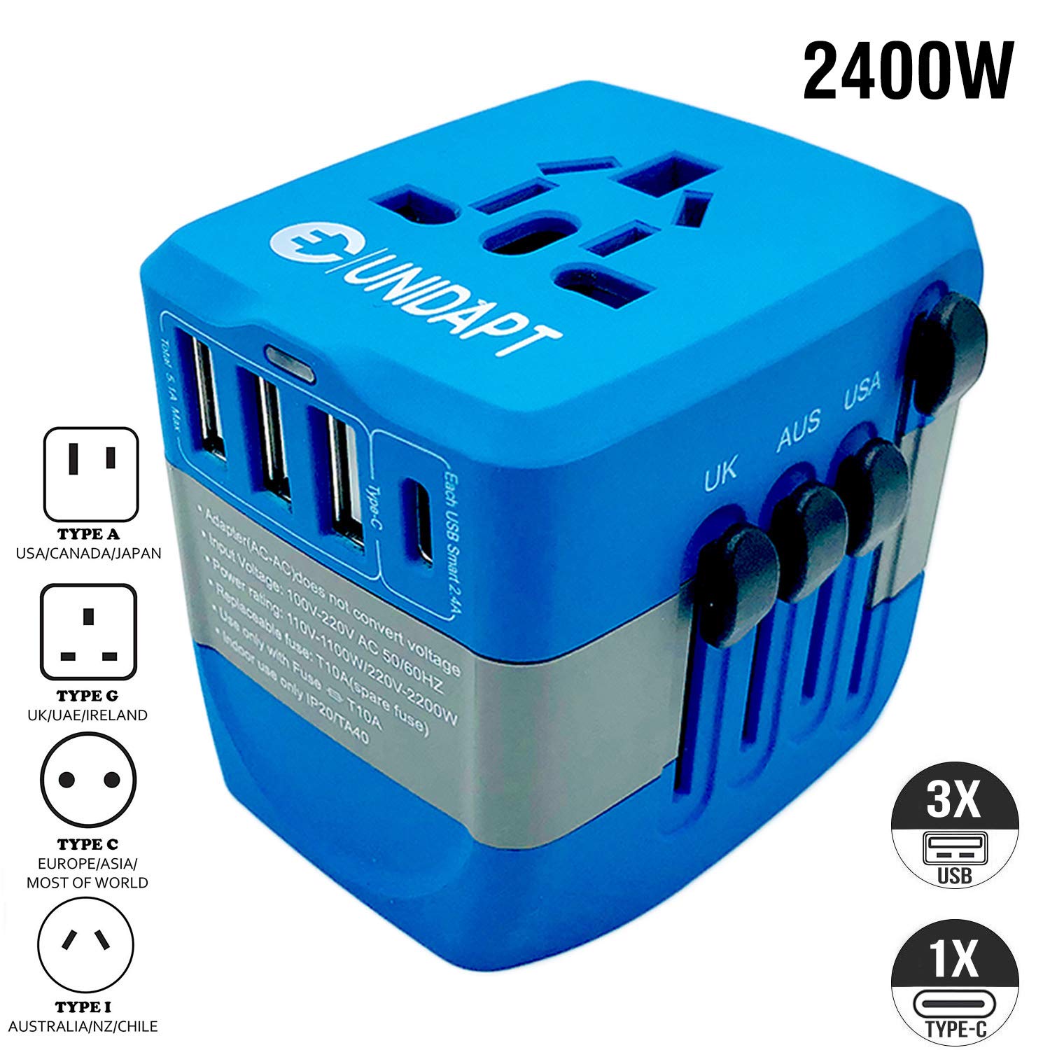 Buy International Charger, 2400W High Power Travel Plug Adapter