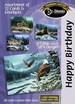 Divinity Boutique Greeting Card Assortment Birthday, Winter Wildlife with Scripture 21521N