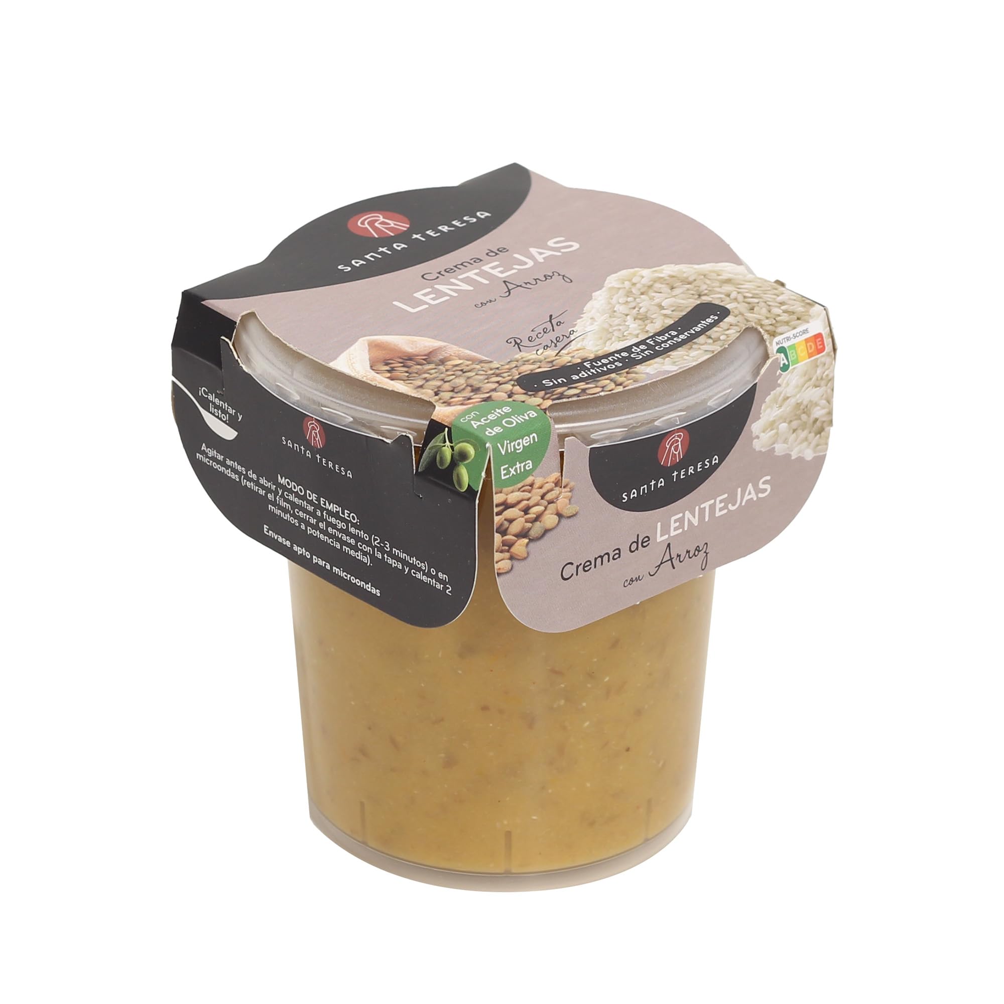 Santa Teresa - Pack de 9 Cremas de Lentejas con Arroz - Elaborada Con Ingredientes Naturales, Sin Conservantes Ni Aditivos - Envase Apto Para Microondas, Calentar Y Listo. 3.600ml