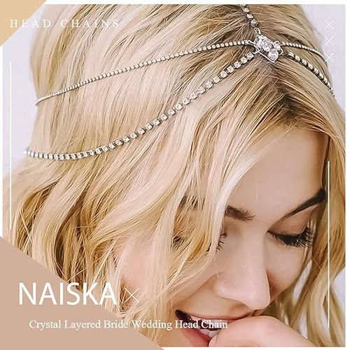 Miniatura 5 de NAISKA Cadena bohemia en capas con borlas doradas, diadema de lentejuelas, cadena para el cabello, joyería de Halloween, fiesta, baile de