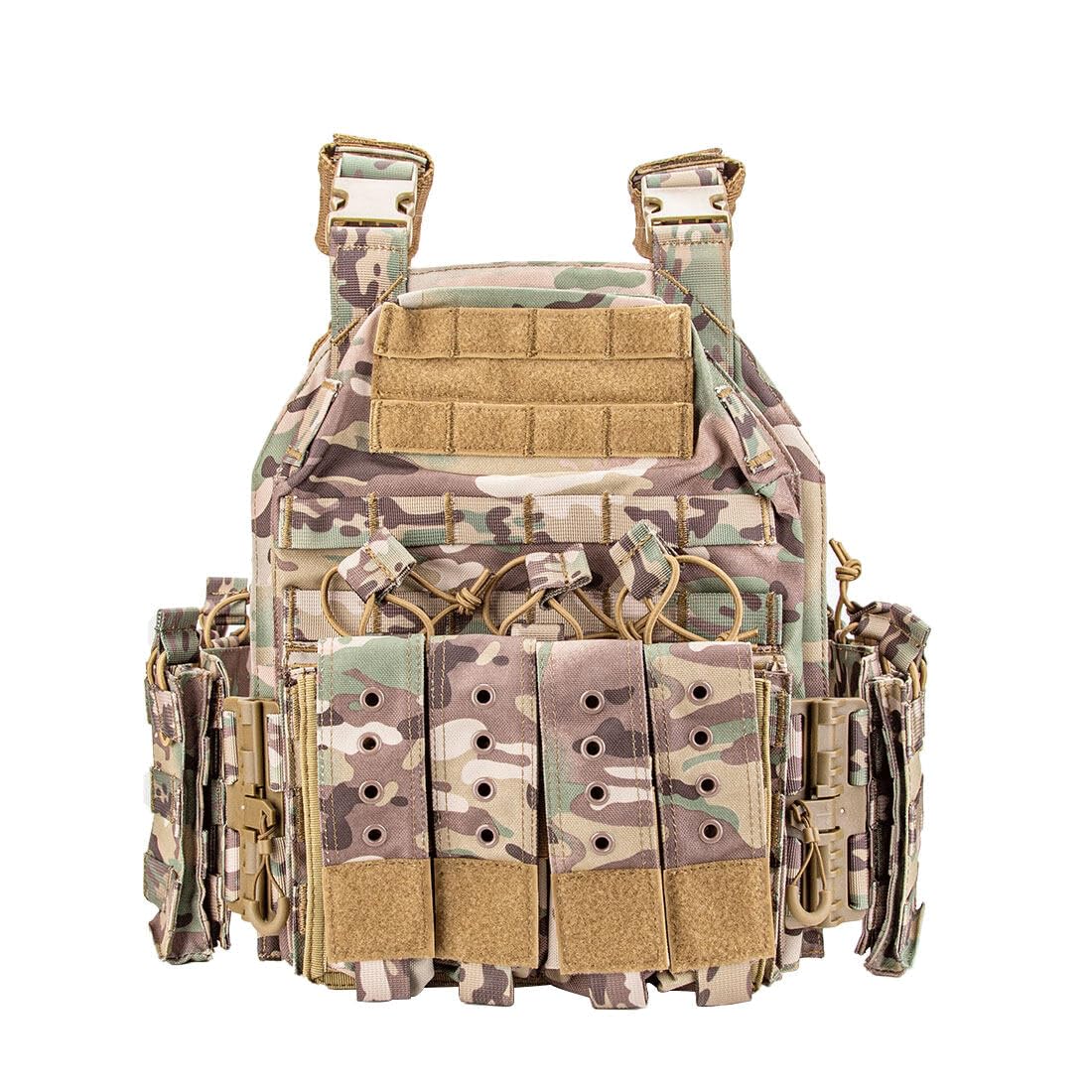 Modular Molle Tactical Vest, Adjustable Lightweight Quick Release Hunting Chest 1000D Nylon Military Combat Training Gear for Airsoft Outdoor Paintball CS Game