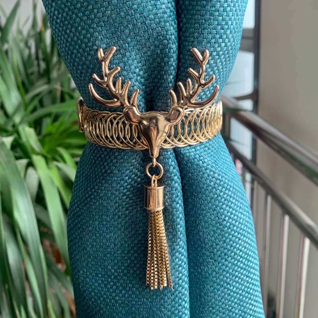 Embrasses de Rideaux en métal Extensible avec tête de cerf, embrasses de Rideaux, Crochets pour Rideaux pour la Maison(