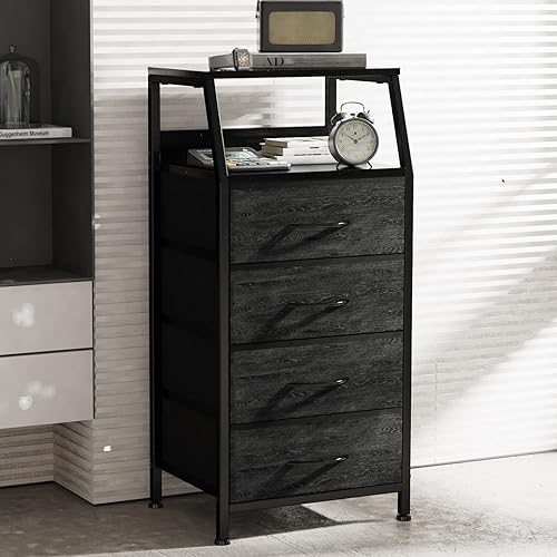 Miniatura 5 de Ollieroo Cómoda para dormitorio, organizador de almacenamiento con 5 cajones, torre de almacenamiento vertical de tela, unidades de armario de ropa