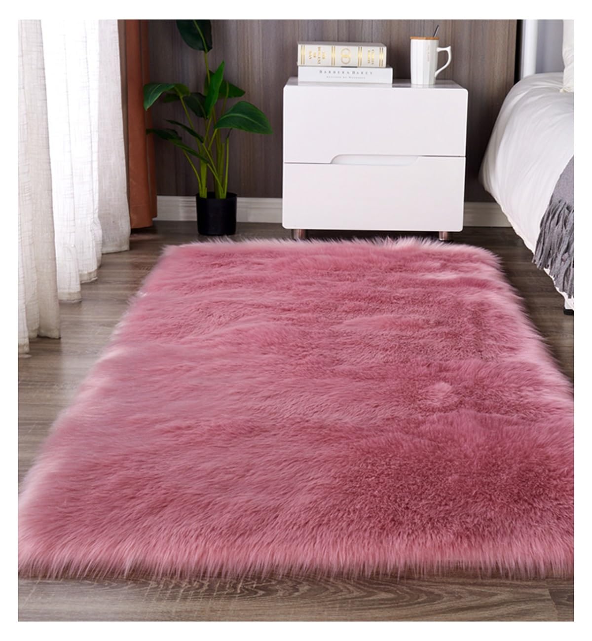 Tapis rose doux pour chambre d'enfant et descente de lit cocooning