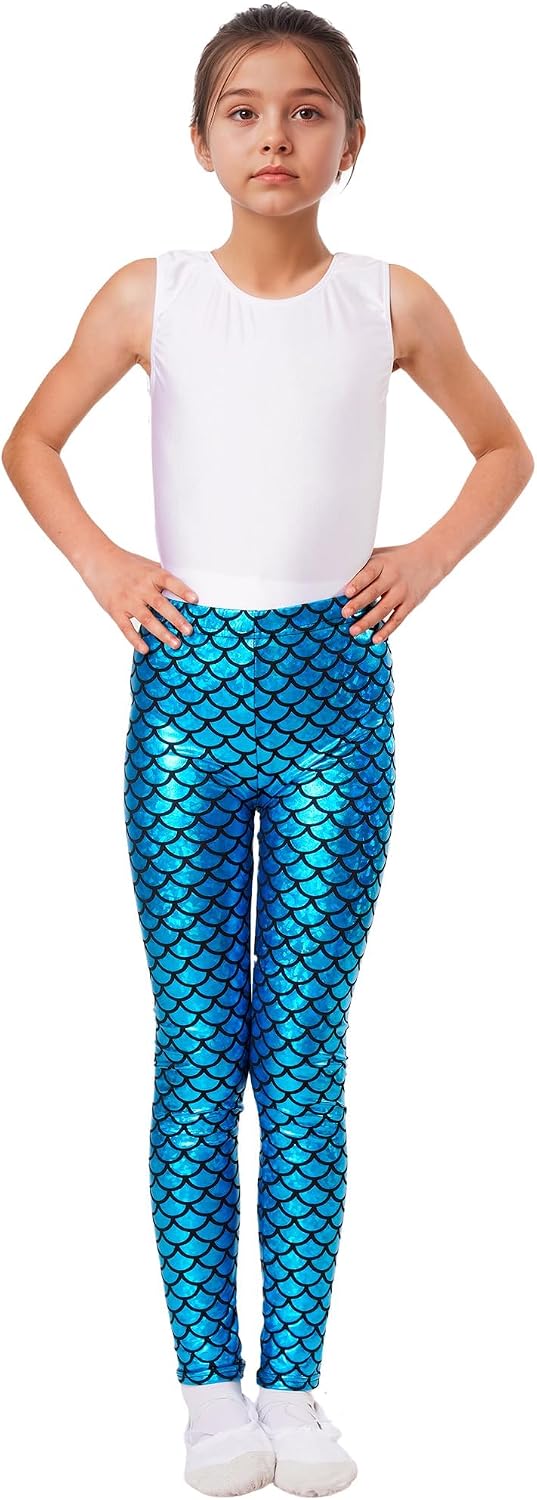 Wildarms Kids Fish Scale Leggings - Mermaid-Inspired Pants for Festive Occasions, Halloween,Dance & Christmas