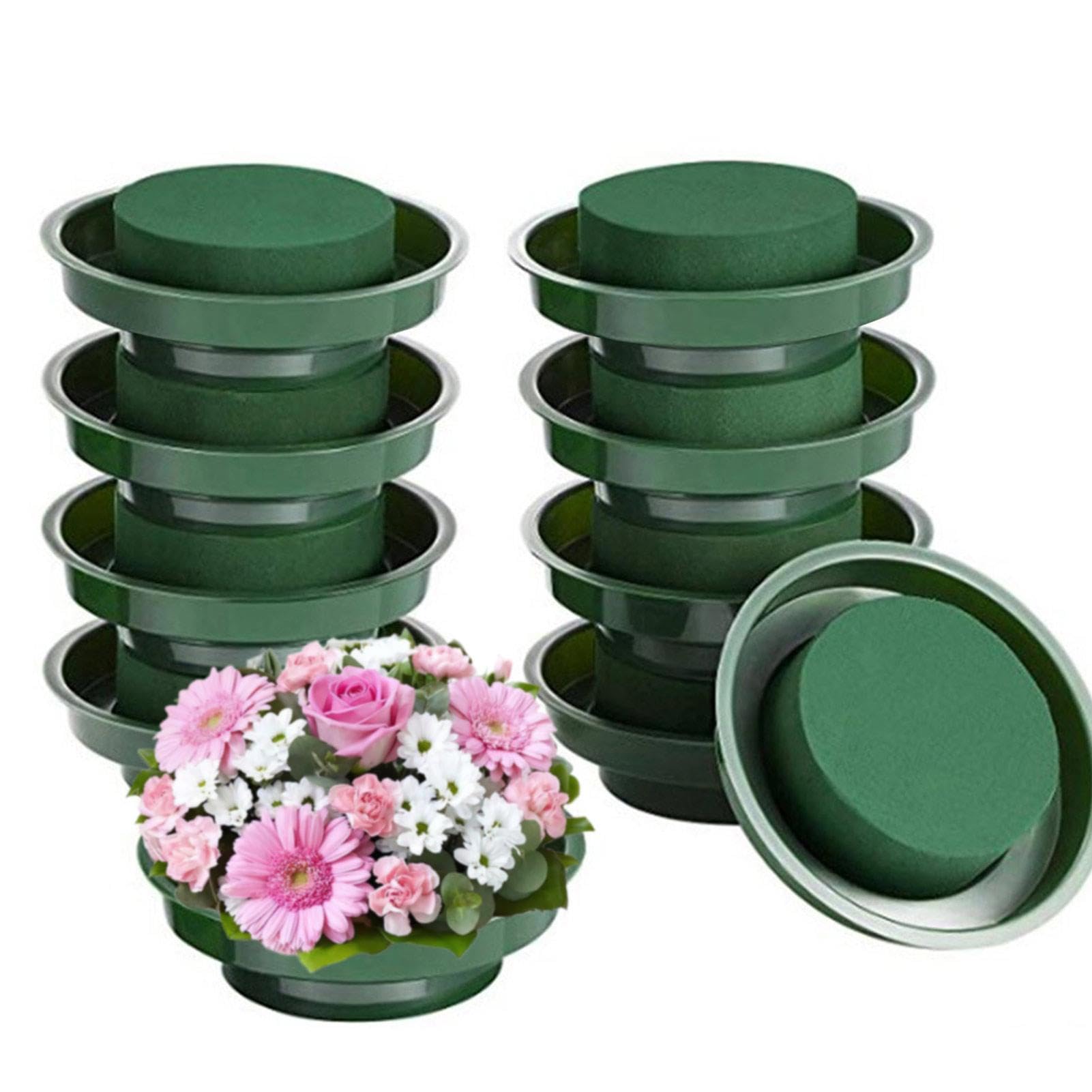 Smileshiney 10STK Steckschaum Rund Mit Schale,12 * 4 cm Steckschaum Für Blumen,Blumensteckschaum Rund,Rund Steckschaum Für Blumen Mit Schale,Steckmasse Rund Mit Schale,Rund Blumenschaum Mit Schüssel Küche, Haushalt & Wohnen