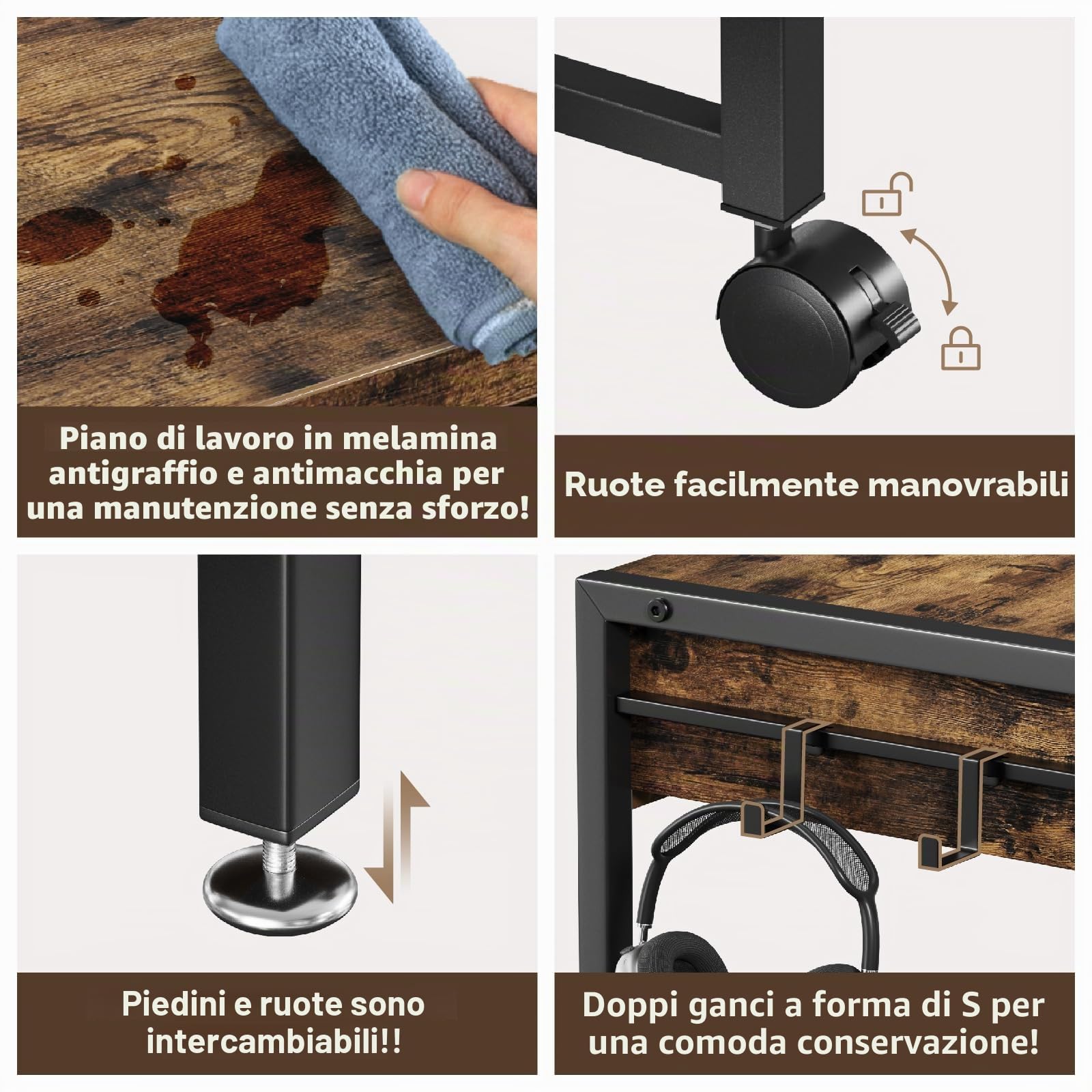 Bestier Piccolo tavolo per computer da 64 cm, con vano portaoggetti e cassetti, adatto per studio, camera da letto, soggiorno e spazi compatti (nero)