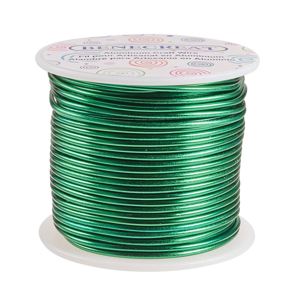 BENECREAT12 17 18 Gauge Aluminum Wire (12 Gauge,100FT) Anodized Jewelry Craft Making Beading Floral Colored Aluminum Craft Wire - Green