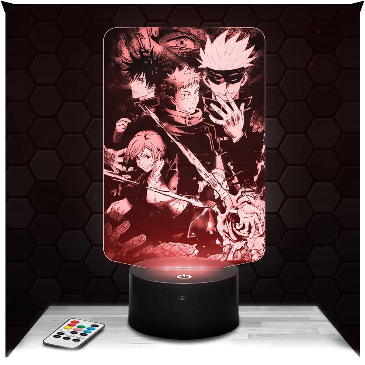 Nachttischlampe - Touch-Nachtlicht Manga - Megumi Yuji Satoru Nobara 3D-LED-Lampe Illusion, Geschenkidee Weihnachten Geburtstag Junge und Mädchen Nachttischlampe Kinder- oder Erwachsenenzimmer TOP