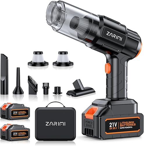 Aspiradora de Coche Portátil Inalámbrica, Aspiradora de Polvo Recargable de Alta Potencia 50000Pa con 2 Baterías y Cargador, Aspiradoras de Mano 6