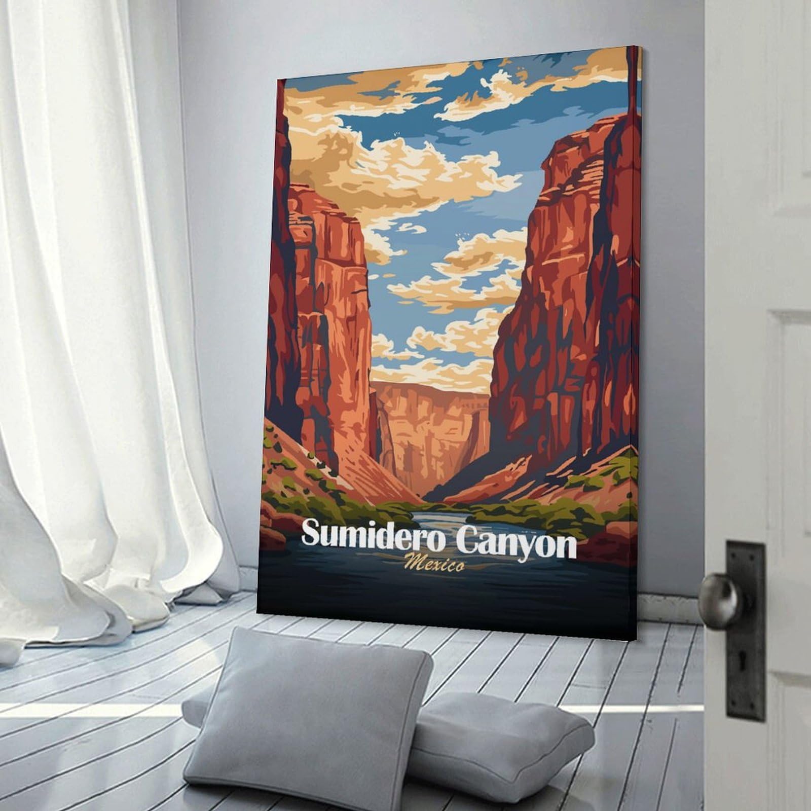 Junmoney Sumidero Canyon, Mexico Travel Decorative Canvas Print, 12x18inch(30x45cm), for Home, Office, Studio Or Guest Room, Canvas Wall Art That Fits Changing Layouts