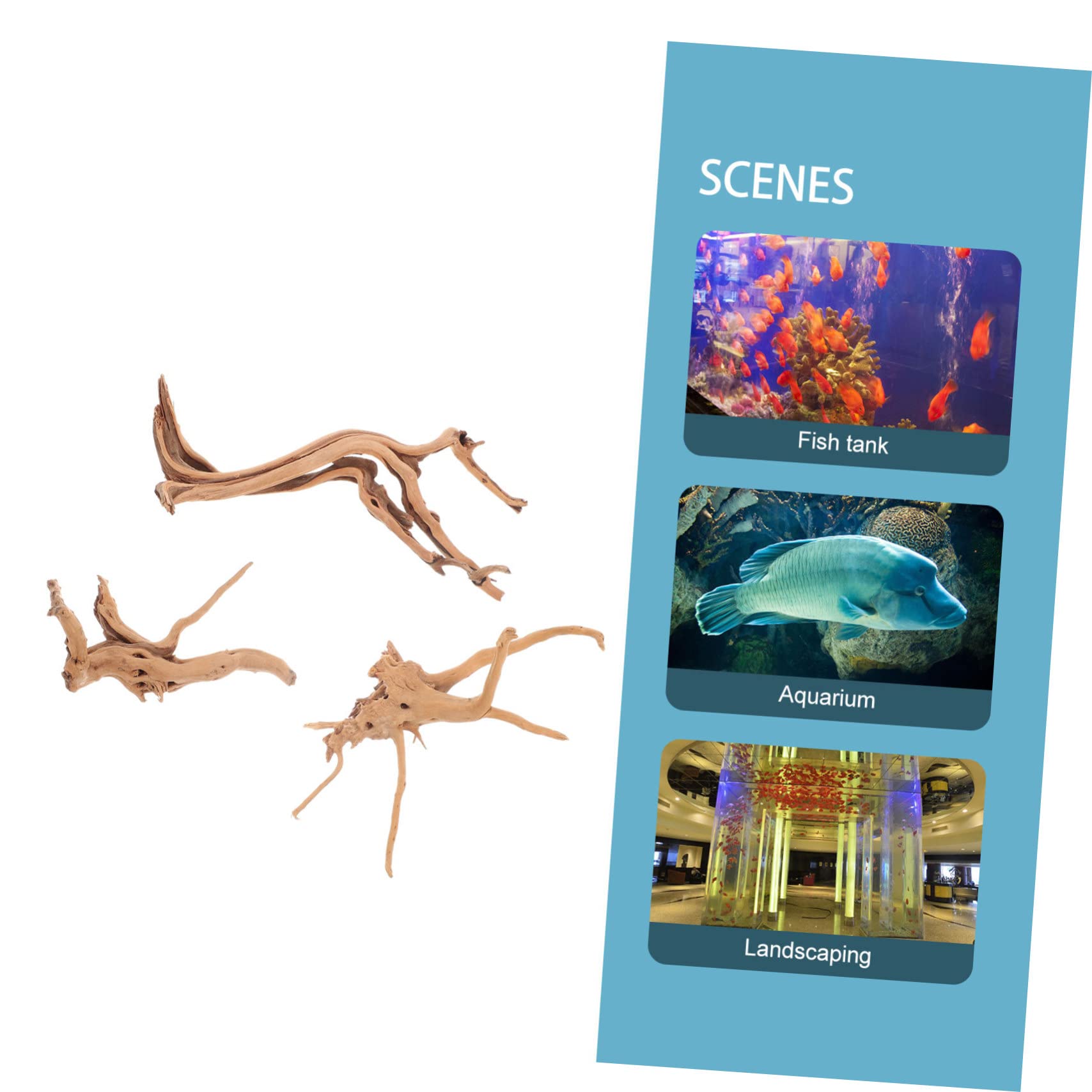 3 Piezas Decoración Acuario Natural de Peceras Adornos de Troncos Reptiles Accesorios de Acuario Paisajismo Sin Contaminación
