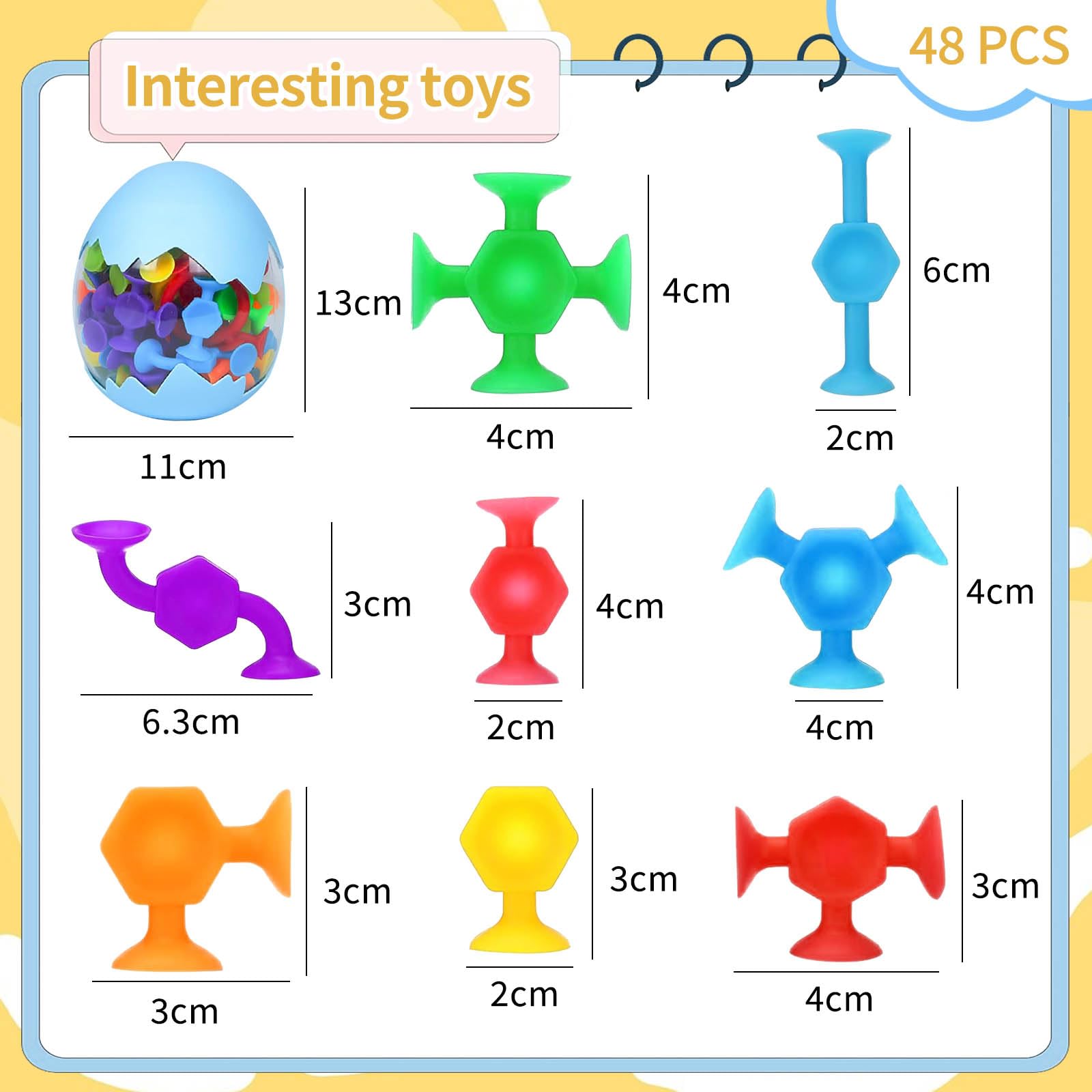 48 Pièces Jouets Ventouse Silicone Hyran - Jouets Aspiration Bébé Enfant Montessori