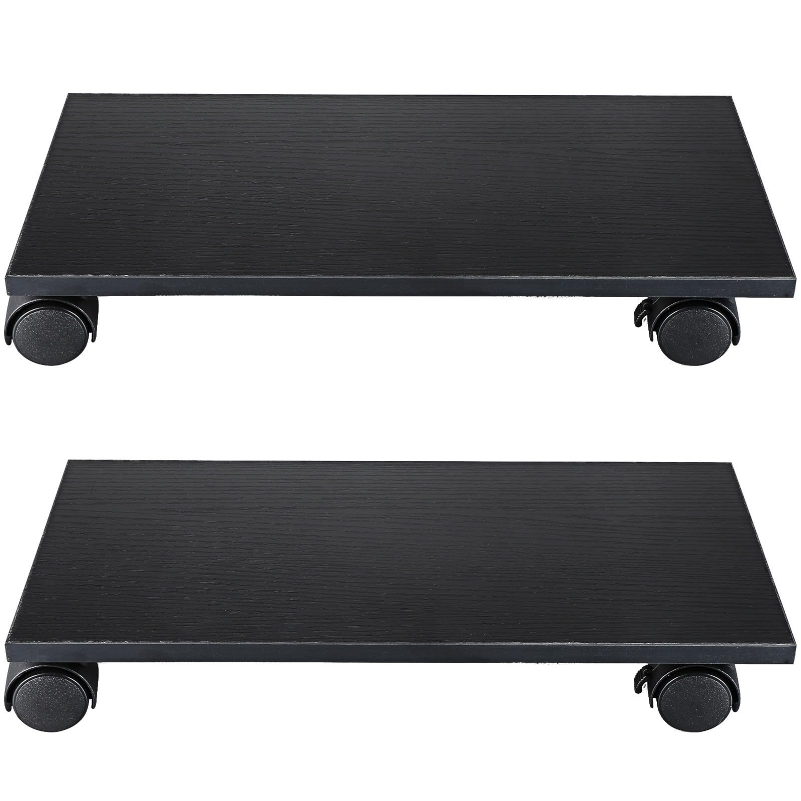 2 Pezzi Supporto per Torre PC con Ruote Bloccabili Nero in Legno