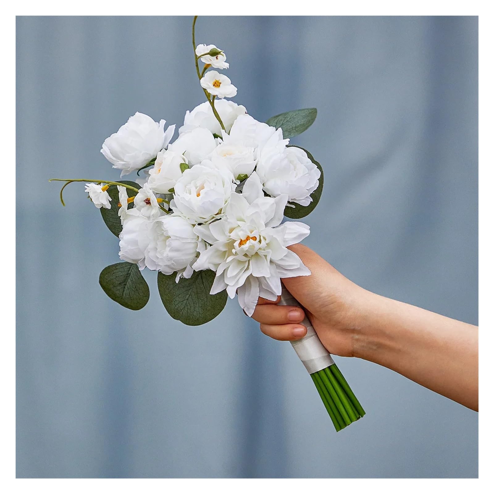 Künstlicher Blumenstrauß Hochzeitssträuße for Braut und Brautjungfer, künstlicher Rosen-Pfingstrosen-Brautstrauß for rustikale Hochzeitszeremonie-Dekoration
