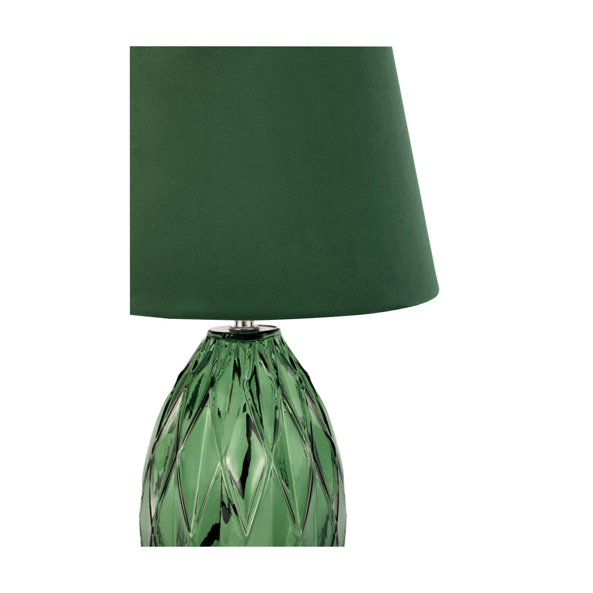 Pauleen 48156 luminaria de sobremesa Crystal Velvet, pantalla de tela aterciopelada, lámpara de vidrio verde, máx. 40 W E14 verde 230 V vidrio/tela