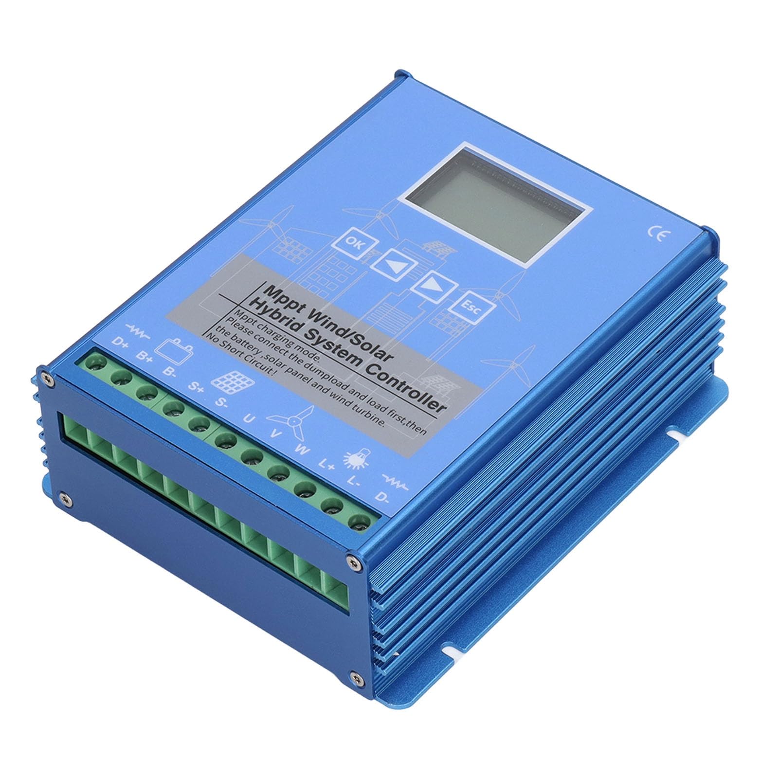 Fafeicy 24V 48V MPPT Wiatrowy Regulator Słoneczny Hybrydowy Regulator ładowania ze Stopu Aluminium dla Turbiny Wiatrowej o Mocy 1000W i Systemu Paneli Słonecznych Poza siecią