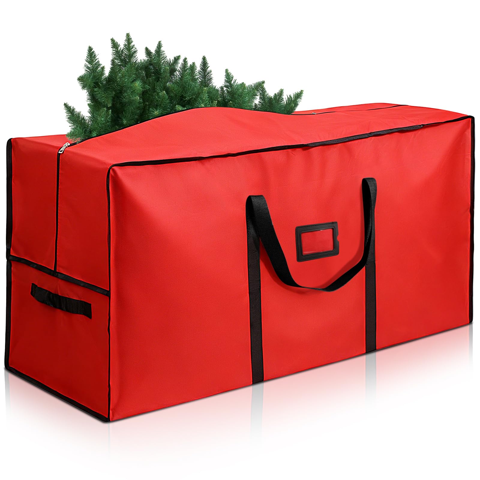 Christmas tree storage bag Fits Up to 7.5ft Tall, 600D Oxford waterproof with Durable Handles & Zipper Xmas Tree Storage Bag (RED)