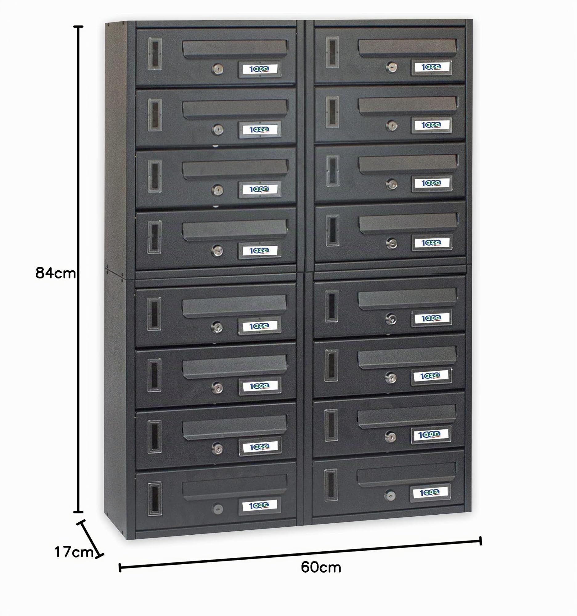 Buzón vertical para propiedad horizontal de 16 plazas 60 x 17 x 84 cm – Modelo Modular
