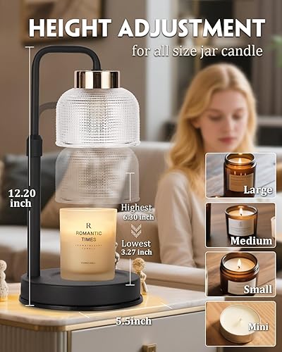 Vista 77 de Lámpara para calentar velas, moderna, luz cálida tipo vela, regulable, temporizador, regalos de cumpleaños y Navidad para hombres y mujeres y Negro