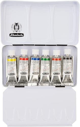 Schmincke 74870 Lot de 6 peintures aquarelles avec palette