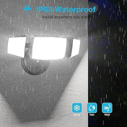 Miniatura 7 de Olafus Luces de inundación de 80 W para exteriores, luces de seguridad LED de 8000 lm controladas por interruptor, reflectores exteriores