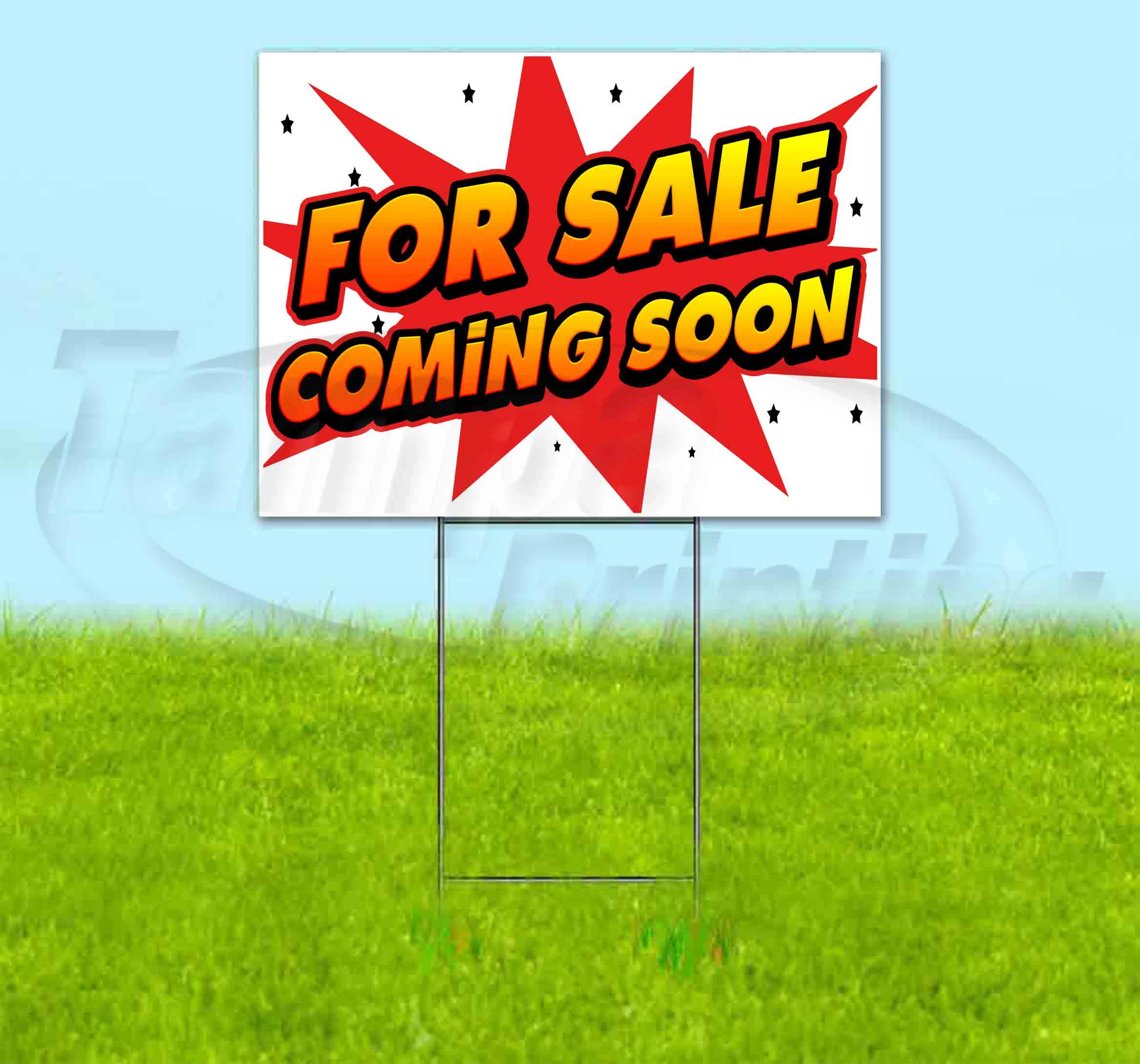 for Sale Coming Soon (18" x 24") Yard Sign, Quantity Discounts, Multi-Packs, Includes Metal Step Stake, Bandit, New, Advertising, USA