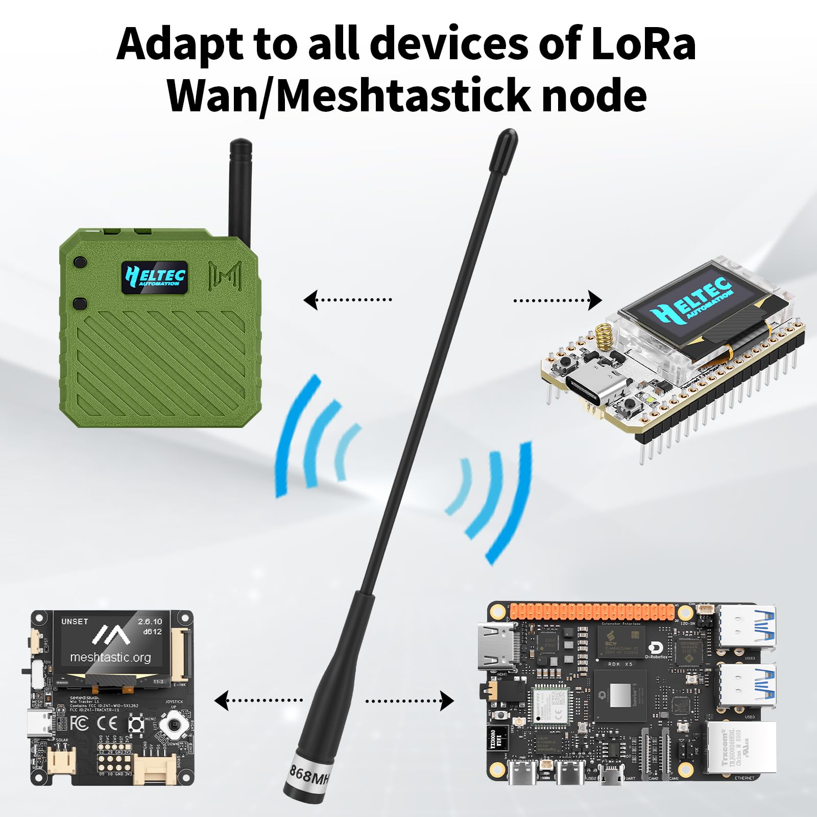 1 antenna LoRa da 868 MHz, guadagno 10dBi per antenna a frusta morbida a lungo raggio Meshtastic 40 cm Omni SMA maschio con cavo di prolunga nero