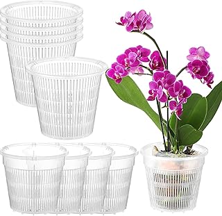 Evaner 10 Pcs Clear Plastic Orchid Pots with Holes - Orchid Breathable Slotted Pot，Clear Planter Pot with Hole，4.3 inch and 5.5 inch 4.3in
