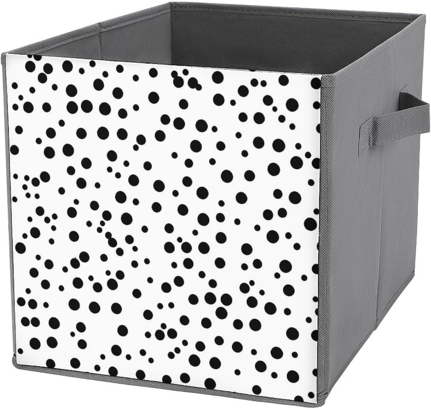 Folding Storage Bins Oxford Fabric Clothes Storage Boxes with Handles | Black And White Polka Dot Cube Organizer, Easy to Store, Multi Functional Cube Storage Organizer for Office Bedroom