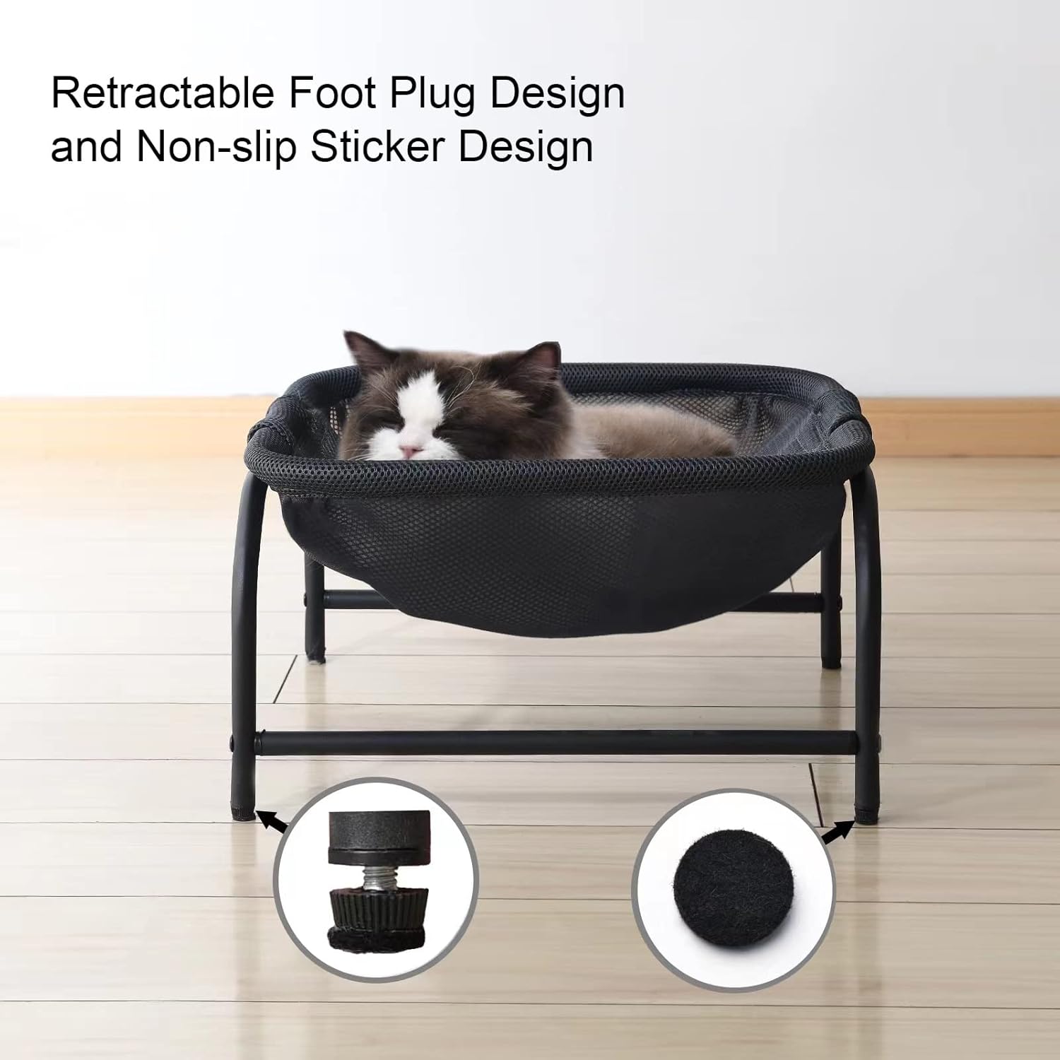 JUNSPOW Cat Bed [Designed for Big Cats] Cat Hammock Dog Bed Pet Square Hammock Bed Free-Standing Cat Sleeping Bed Cat Supplies Whole Wash Stable Detachable Easy Assembly Indoor Outdoor (Dark Gray) : Pet Supplies